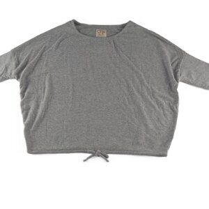 Chaser Tie Hem Dolman Sleeve Knit Top Women's Size Medium Heather Grey Sweater